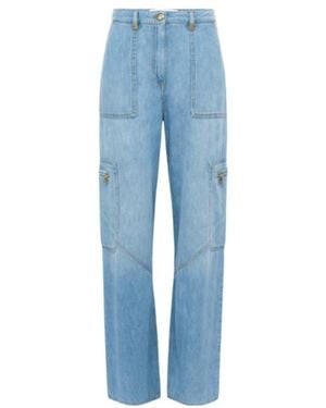 Elisabetta Franchi Maxi Pockets Jewelled Detailed Cargo Jeans - Blue