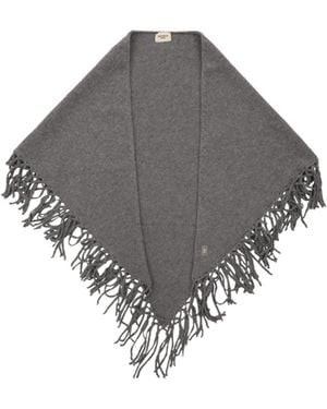 Weekend by Maxmara Fringed Wool Shawl - Gray
