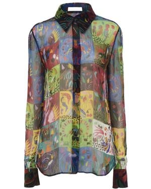 Chloé Chloé Graphic Print Long-Sleeved Shirt - Green