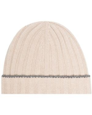 Brunello Cucinelli Turn-Up Brim Ribbed Beanie - Natural