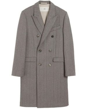 Ami Paris Long Sleeve Coat - Grey