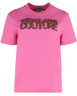Versace Jeans Couture Couture Logo-Embellished Crewneck T-Shirt - Pink