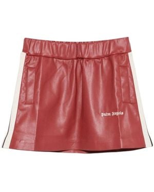 Palm Angels Logo-Print Side-Stripe Mini Skirt - Red