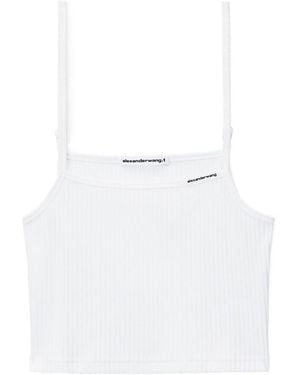 T By Alexander Wang Alexander Wang Ribbed-Knit Spaghetti Strap Top - White