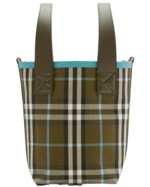 Burberry Check Printed Bucket Bag - Green