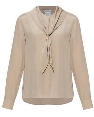 Max Mara Dry Bow-Detail Silk Blouse - Natural
