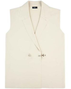 Fay Double-Breasted Knit Vest - Natural