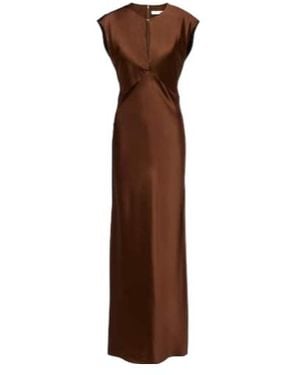 Veronica Beard Nelzy Silk-Blend Satin Maxi Dress - Brown