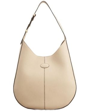 Tod's Oboe Logo Patch Medium Shoulder Bag - Natural