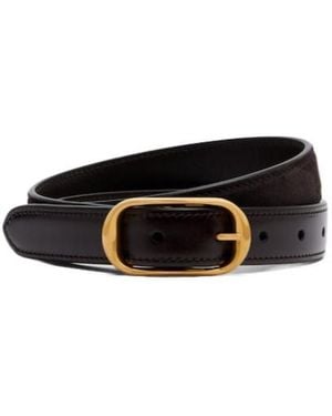 Nili Lotan Reine Leather And Suede Belt - Black