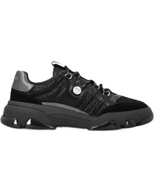 Pinko Glitter-Panelled Chunky Sneakers - Black