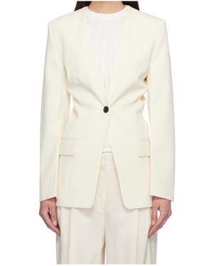 TOTEME Long-Sleeved Wool Blend Suit Jacket - White