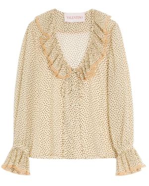 Valentino Plusdepois-Print Georgette Shirt - Natural