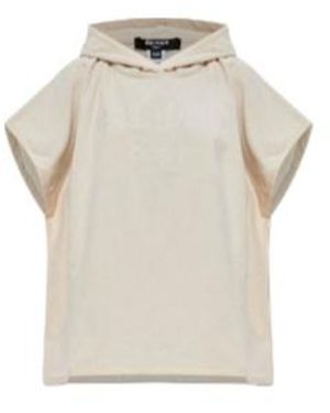Balmain Logo Embroidered Poncho - Natural