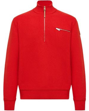 Moncler Wool Cashmere Blend Turtleneck Sweater - Red