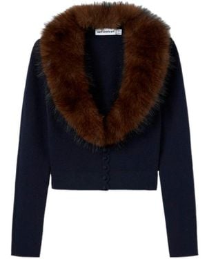 Self-Portrait Faux Fur Knit Cardigan - Black