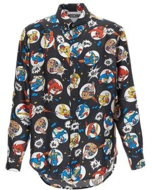 Moschino Lapel Long-Sleeved Shirt - Blue