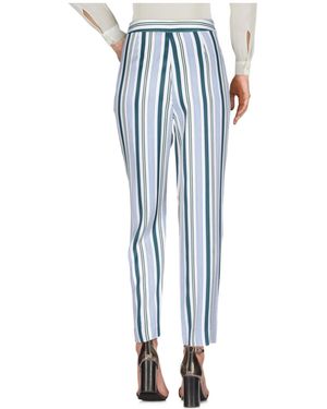 Tory Burch Striped Satin Casual Trousers - Blue