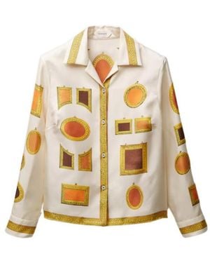 Versace Printed Silk Twill Shirt - Metallic