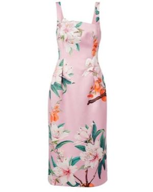 Leo Larissa Floral Satin Midi Dress - Pink