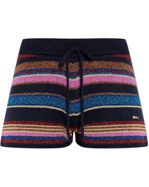 DSquared² Lurex Thread Striped Knitted Shorts - Blue