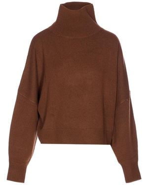 Loulou de Saison Luke High Neck Knitwear - Brown