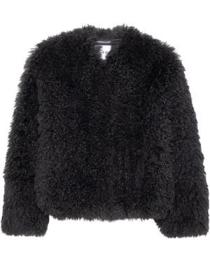 Stand Studio Cropped Faux-Fur Jacket - Black