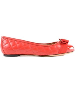 Ferragamo Bow Tie Ballet Shoes - Red