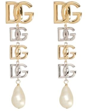 Dolce & Gabbana Clip-Style Pendant Earrings - White