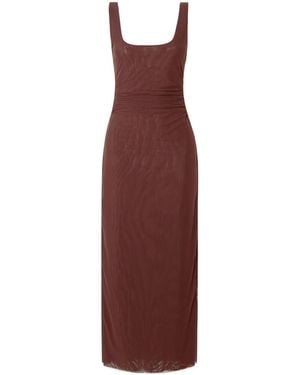 SIR. Jacques Open-Back Gathered Stretch-Mesh Midi Dress - Purple