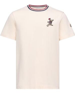Moncler Monduck Logo Patch Cotton T-Shirt - White
