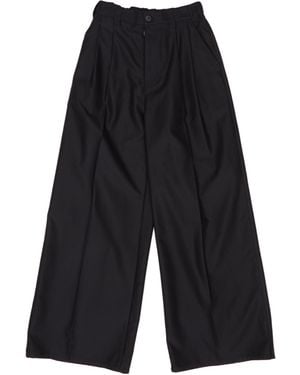 Maison Margiela Wide-Leg Pleated Trousers - Black