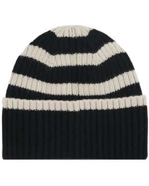 TOTEME Totême Stripe Detailed Knitted Beanie - Black