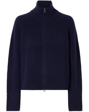 Lisa Yang High Neck Cropped Knit Jacket - Blue
