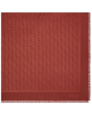 Fendi Ff Motif Fringed Shawl - Natural