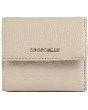 Coccinelle Logo Lettering Tri-Fold Wallet - Natural