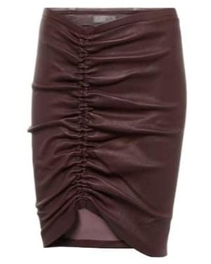 Stouls Mouna Ruched Leather Miniskirt - Brown