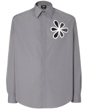 Fendi Floral Cut-Out Long Sleeved Shirt - Grey