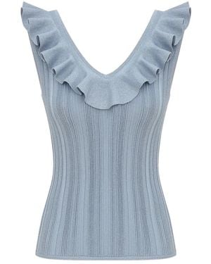 Zimmermann Ruffled Tank Top - Blue