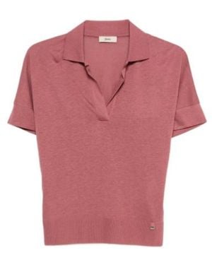 Herno V-Neck Short-Sleeve T-Shirt - Pink
