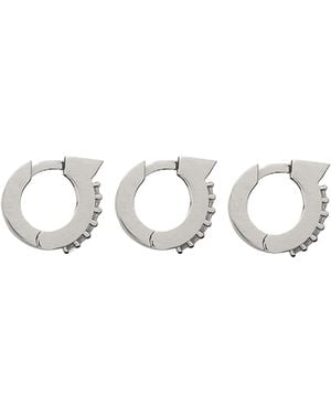 Ferragamo Ferragamo Embellished Hoop Set Of Three Earrings - White
