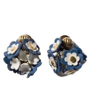 Miu Miu Metal And Leather Earrings - Blue