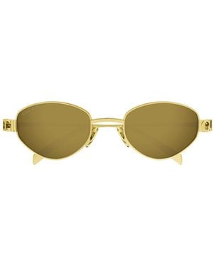Gucci Eyewear Logo-Link Oval Sunglasses - Yellow