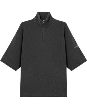 Stone Island Loose-Fit Short-Sleeve Half-Zip Sweater With Needle-Punched Star - Black