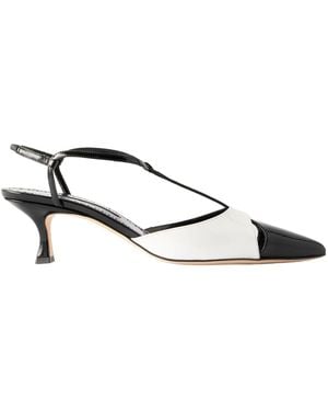 Manolo Blahnik Turgimod 50 Two-Tone Patent-Leather Court Shoes - Metallic