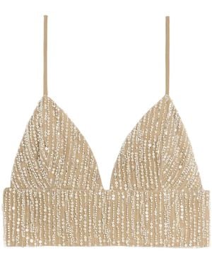 Ami Paris Ami Sequined Bralette Top - Natural