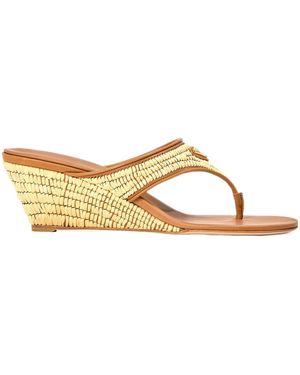 Prada Wedge Slide Sandals - Brown