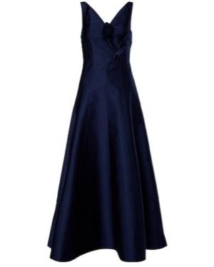 Roland Mouret Floral-Appliqué Taffeta Maxi Dress - Blue