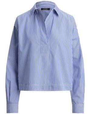 Ralph Lauren Lauren Striped V-Neck Shirt - Blue