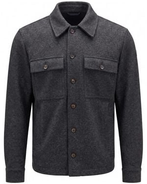 Moncler Logo Patch Flannel Shirt Jacket - Blue
